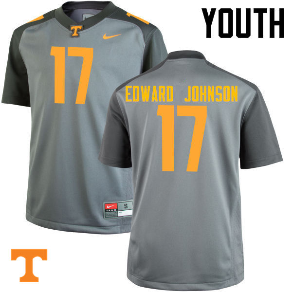 Youth #17 Brandon Edward Johnson Tennessee Volunteers College Football Jerseys-Gray - Click Image to Close